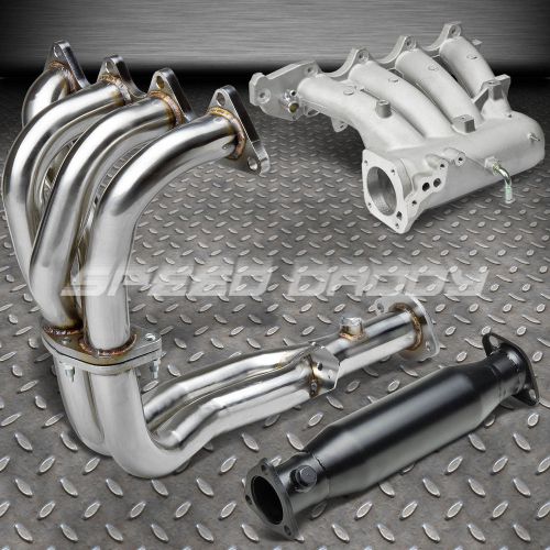 For 92-93 acura integra ls/gs/rs header+dohc intake manifold+black cat test pipe