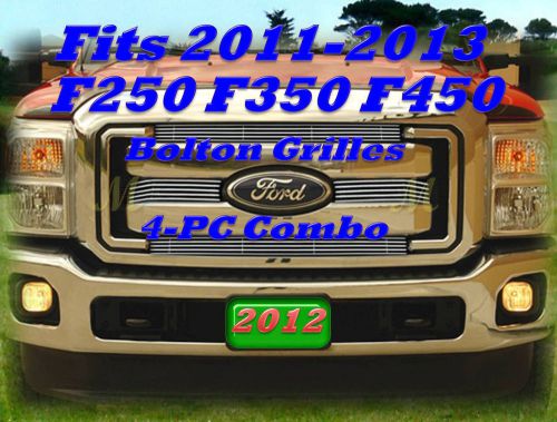 2013 11-13 12 ford f250 f-250 f350 f-350 f450 f550 upper billet grille grill 4pc