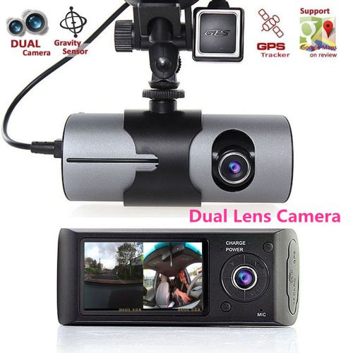 Hd 2.7&#034; vehicle dvr camera video recorder dash cam g-sensor gps dual len camera