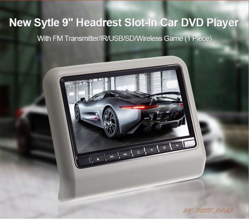 7”hd digital screen grey car headrest monitors w/dvd player/usb/hdmi/ir+games+sd