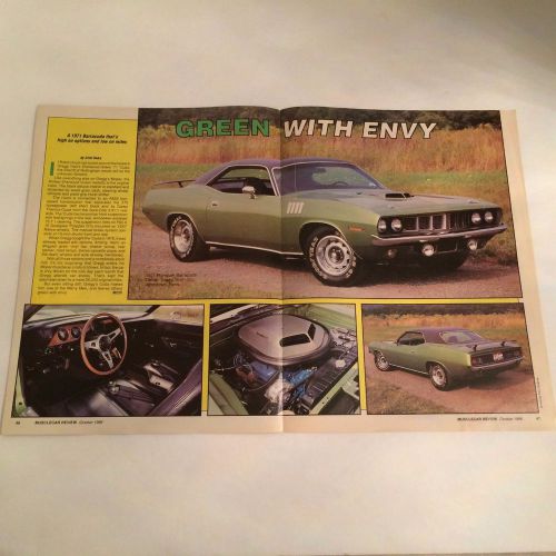 Muscle car review 1971 barracuda 340 sherwood green pullout poster