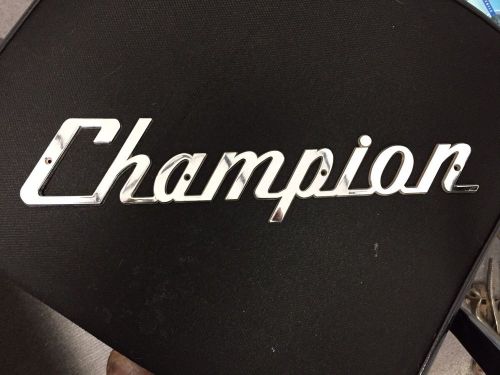 Champion chrome script emblem trim