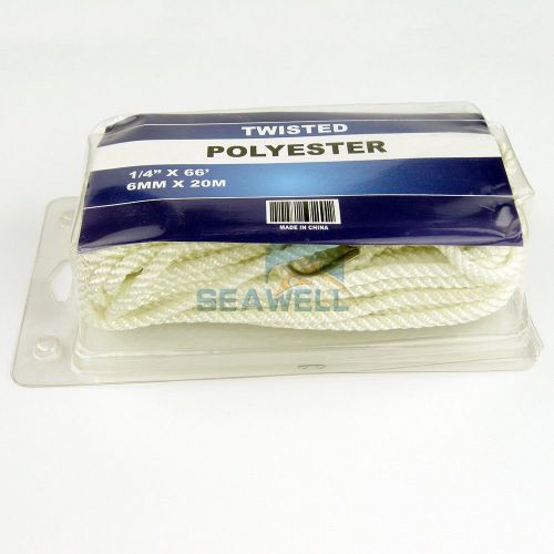 White polyester three strands double twisted anchor rope 6mm*20m blister