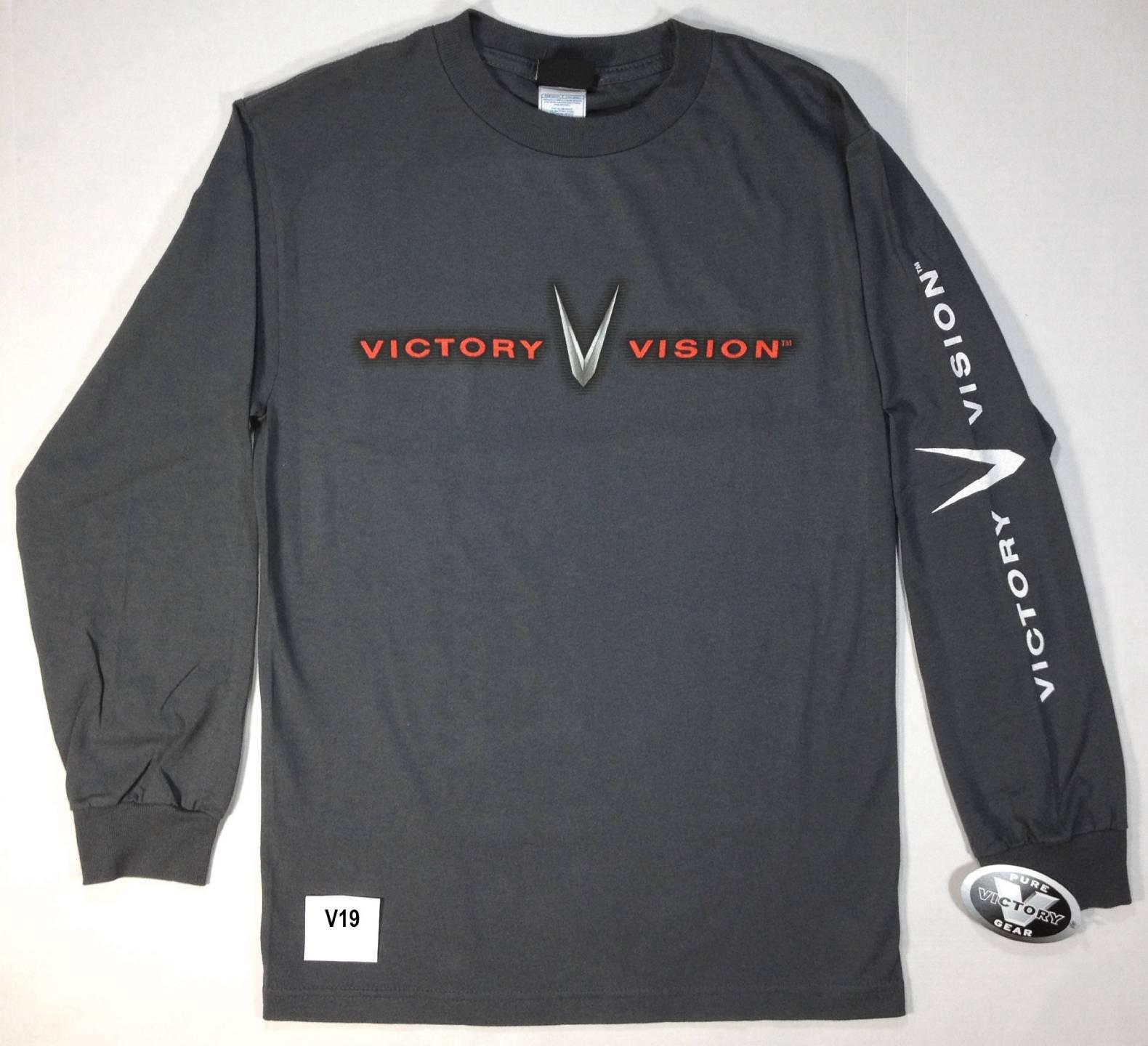 V19 - nwt victoy motorcycle gray l/s mens t shirt "victory vision" small medium