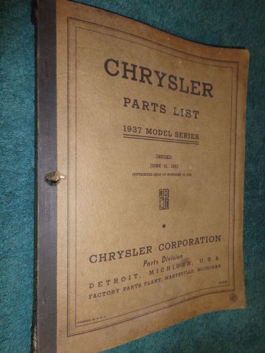 1937 chrysler parts catalog / original parts book