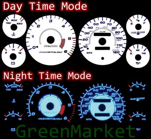94-97 ram 1500/2500/3500 white face blue indiglo glow gauges