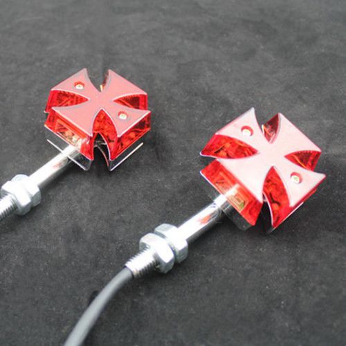 Pair led red turn signal lights indicator for harley bobber custom motorcycle