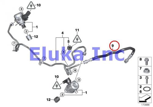 Bmw genuine fuel injection high-pressure pump/tubing fuel hose f01 f02 f02n f04