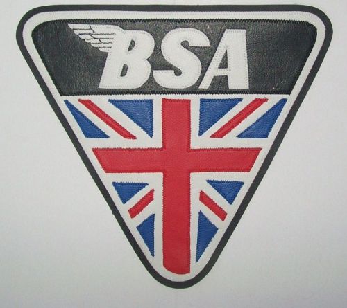 Bsa motorcycles patent plate back patch. 10 inch. synthetic leather. new nice