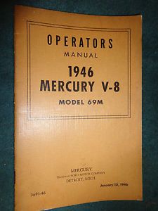 1946 mercury v8 model 69m owner&#039;s manual / origninal guide book
