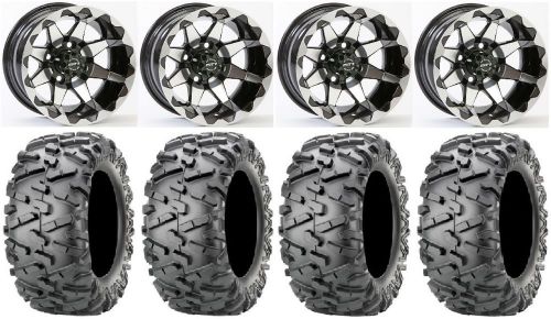 Sti hd6 gloss black golf wheels 12" 23x10-12 bighorn 2.0 tires yamaha