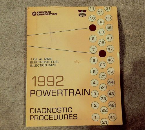 1992 92 chrysler 1.8 2.4 mmc oem factory service powertrain diagnostic manual