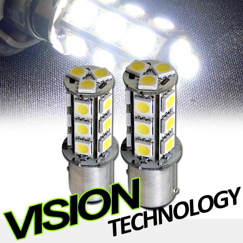 2pc white 1157 bay15d 18x 5050 smd led front turn signal light bulbs 1493 2057