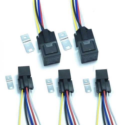 5pack car relay 12v 30/40a 5p 5pin spdt relay &amp; socket wire 1no 1nc new