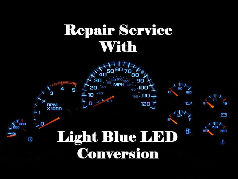 Gm chevy silverado speedometer instrument cluster gauge repair w/light blue leds
