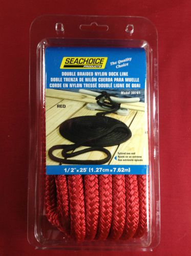 Dock line double braided nylon rope 1/2&#034; x 25&#039; red seachoice 39761