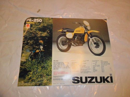 Suzuki pe250  nos oem dealer&#039;s sales sheet literature brochure poster