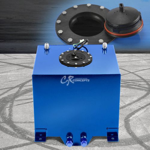 5 gallon blue coated aluminum racing/drifting fuel cell gas tank+level sender