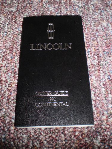 1992 lincoln continental owners manual book guide all models