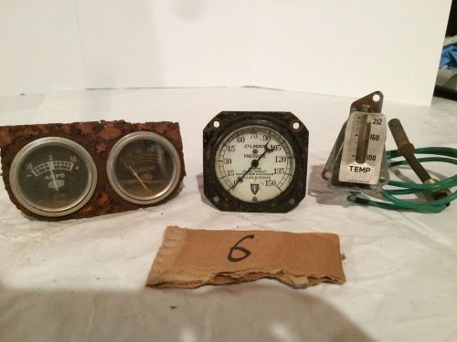 Vintage gaugee lot 6 dixco amps oil pressure mechanical temp cylinder pressure