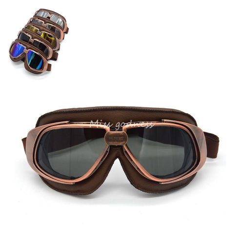 Copper retro vintage aviator pilot bikes motorcycle racing goggles eyewear