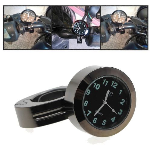 7/8&#034; 1&#034; motorcycle handlebar black dial clock for honda suzuki intruder custom