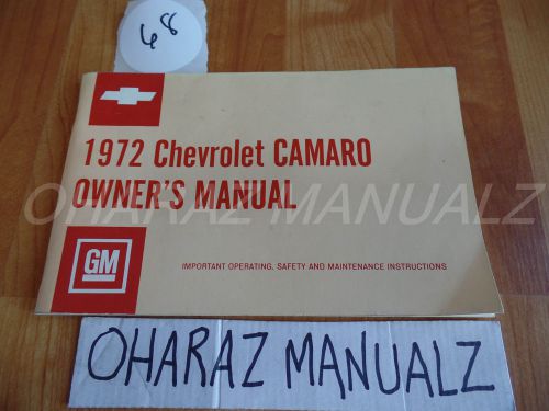 1972 chevrolet chevy camaro owner owners owner&#039;s manual w/ case