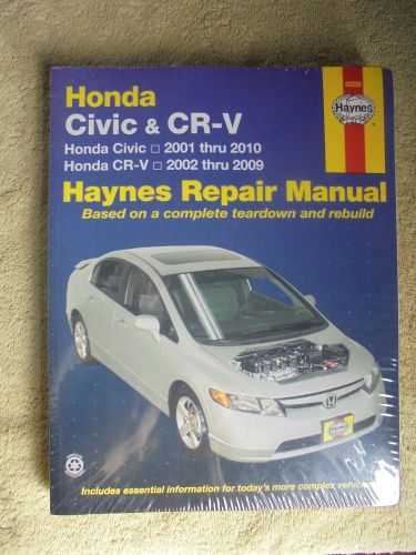 New sealed haynes car repair book honda civic 2001-2010 cr-v 2002-2009