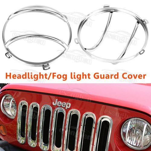 2007-16 jeep wrangler jk euro guard headlight lamp covers, chrome, pair