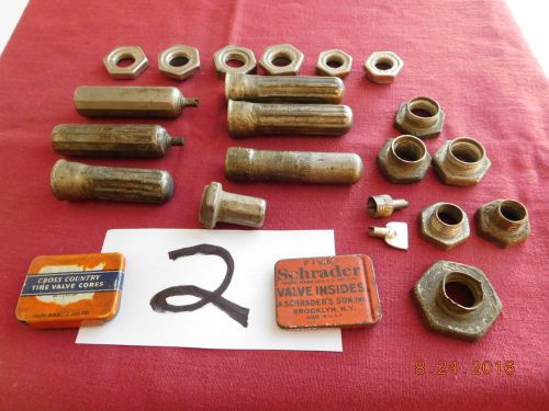 Antique car truck spoke wheel balloon tire dust dirt valve stem covers schrader