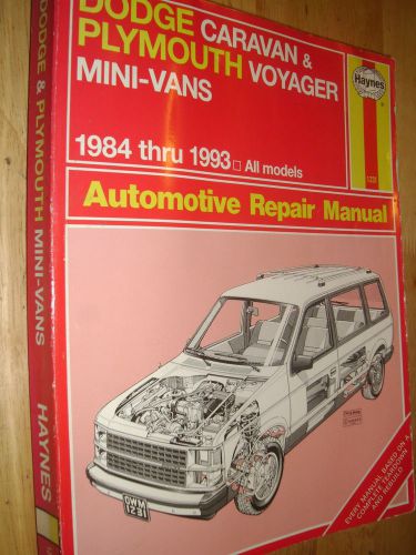 1984-1993  dodge plymouth caravan / voyager / van shop manual 92 91 90 89 88 87