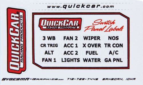 Quickcar racing products switch panel sticker 16 various functions p/n 50-003