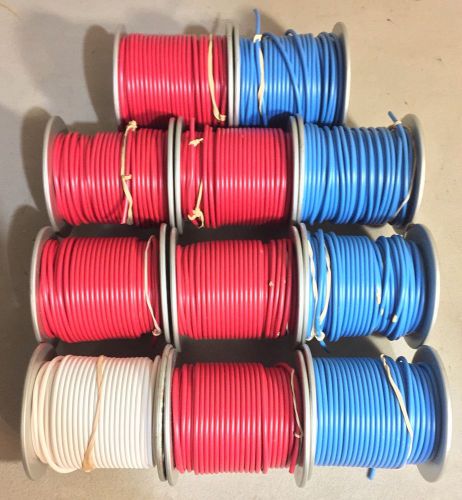 11 rolls 100&#039; feet each 14 gauge primary wire stranded 19, 6 red 4 blue 1 white