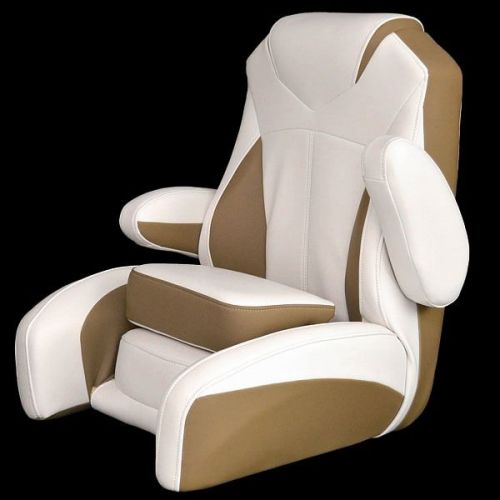 Four winns deluxe white / camel colored vinyl marine boat helm bolster bucket se