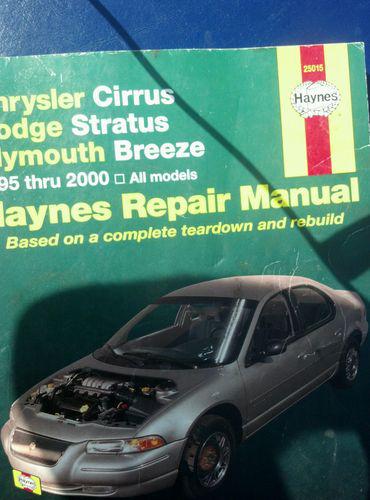 Haynes repair manual chrysler cirrus dodge stratus plymouth breeze 1995 - 2005