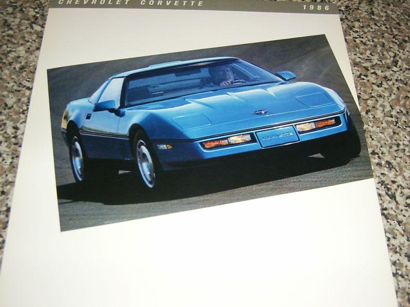Brand new - 1986 chevrolet corvette showroom handout.