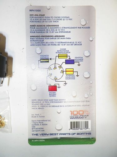 Sierra mp41000 marine ignition switch 3 position magneto mercury 87-17393