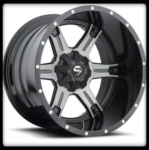 22" x 12" mht fuel off-road d257 driller 2pc 8x6.5 ram hummer black wheels rims