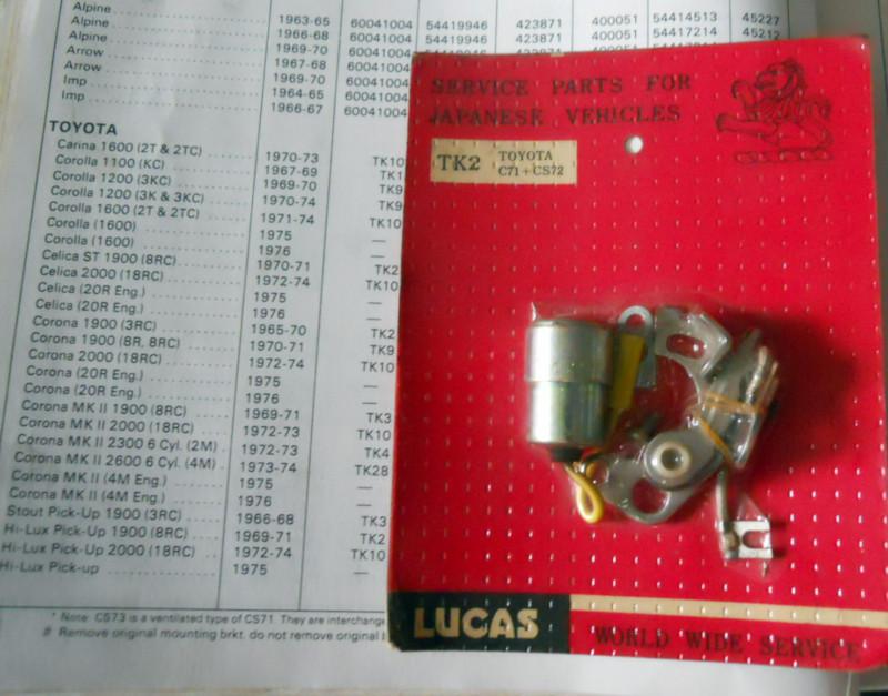Lucas tune up kit (condenser & contact set): 1965-1970 toyota corona ----->