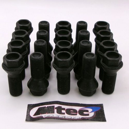 20x M14x1.25 27mm Wheel Bolts, OEM Style, Black, Tapered Seat Nuts BMW 1 Series, US $, image 2