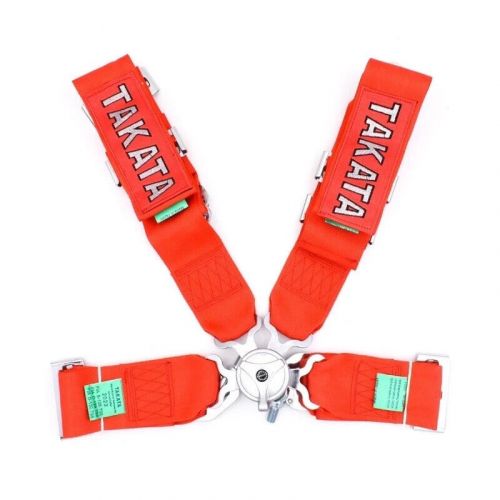 Takata black racing seat belt harness 4 point 3&#034; snap on camlock universal