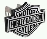 Harley davidson brushed aluminum bar & shield solid metal hitch cover plug  