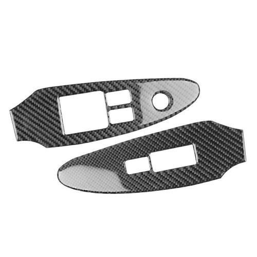 2 pcs carbon fiber window lift switch panel frame trim for nissan 370z 2009-2022