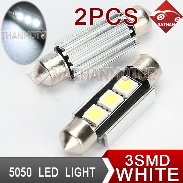 2x 5050 smd 3led white light car auto roof dome reading map boot door lamp bulb