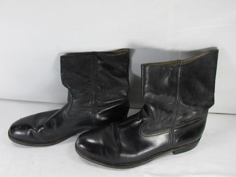 Vintage cool leather motorcycle boots size 10 1/2d mid calf black stylish pair