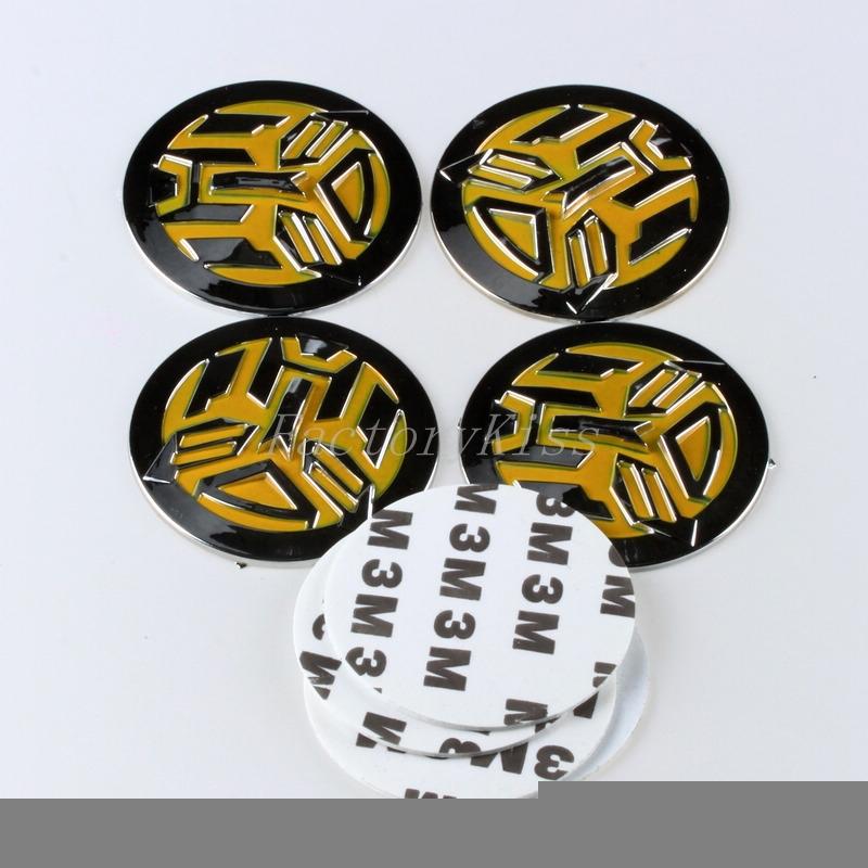 New 4pcs transformer hub cap wheel center emblem sticker autobots yellow 