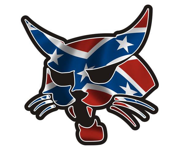 Rebel bobcat decal 5"x4.9" confederate flag dixie truck vinyl sticker (lh) zu1