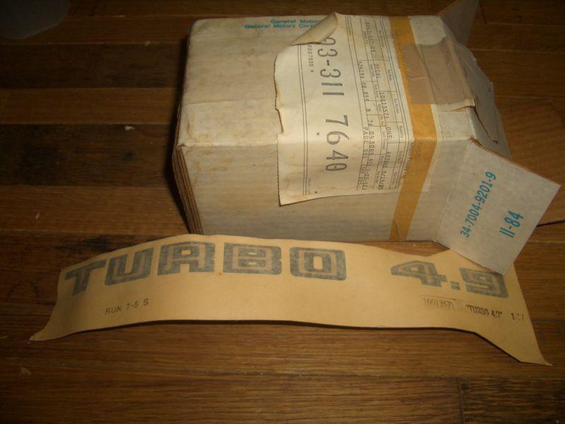 1984 1985 pontiac nos turbo 4.9 tape sticker firebird models