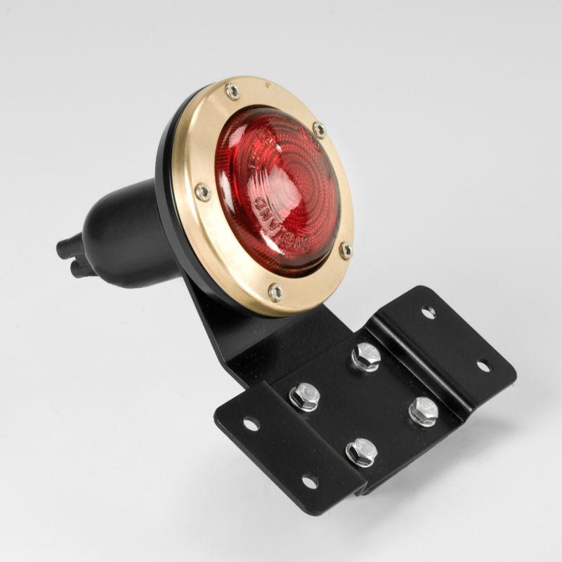 Taillight billet brass lucas glass chopper harley triumph norton licence bracket