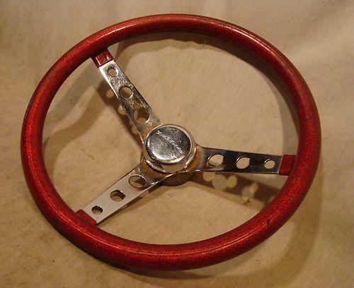 VINTAGE SUPERIOR 500 RED METAL FLAKE STEERING WHEEL HOT/RAT ROD DUNE BUGGY CHEVY, US $19.95, image 3
